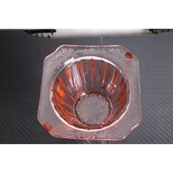 Beautiful Pink Glass Sugar Dish With Intricate Design - Picture 6 of 7